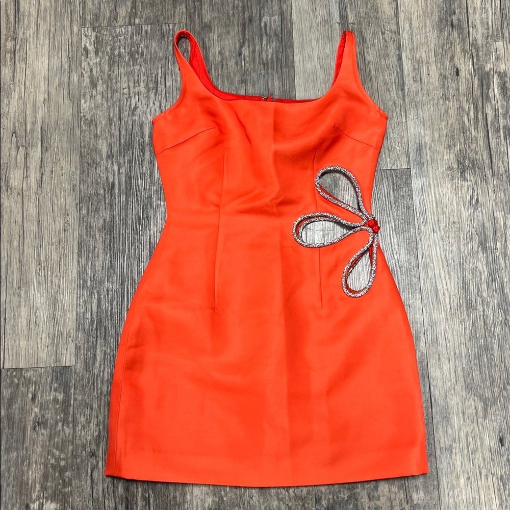 Sau Lee Betty dress in California orange. Slight wear on straps.  See photos.